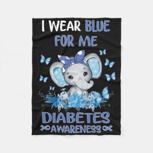 Ich trage Blue for me Diabetes Awareness Elephant Fleecedecke