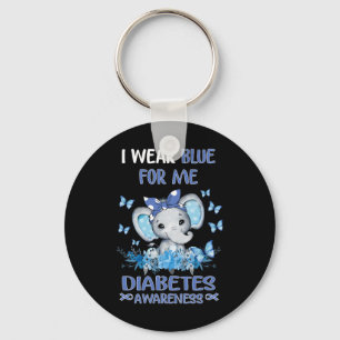 Ich trage Blue for me Diabetes Awareness Elephant Schlüsselanhänger