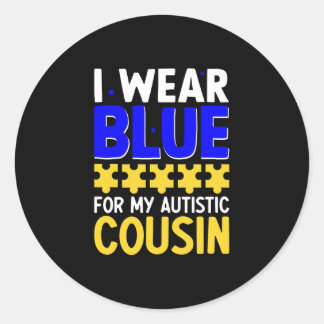 Ich trage Blue für meine Autisten-Cousin-Shirts Runder Aufkleber