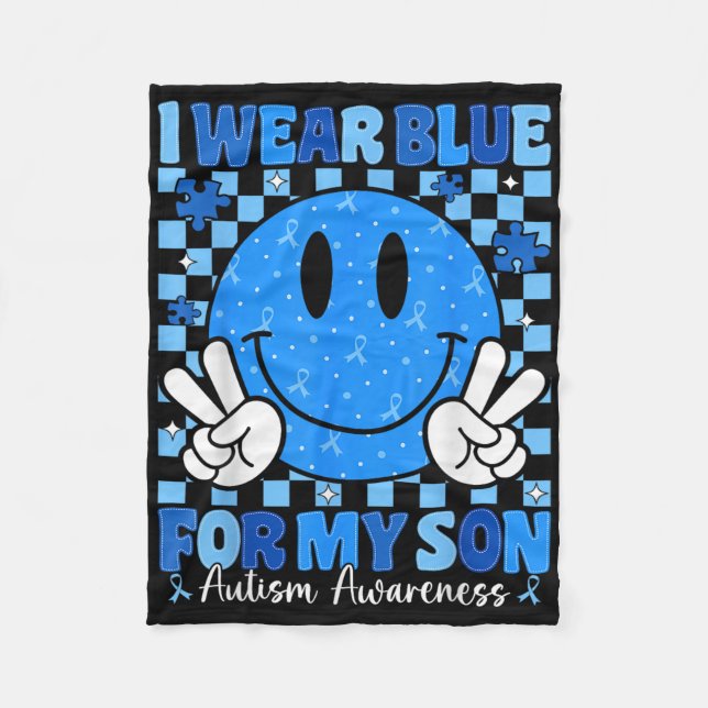Ich trage Blue für meinen Sohn Autismus Awareness  Fleecedecke (Vorderseite)