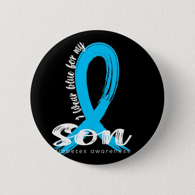 Ich trage Blue für meinen Sohn Diabetes Awareness  Button (Vorderseite)