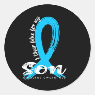 Ich trage Blue für meinen Sohn Diabetes Awareness Runder Aufkleber