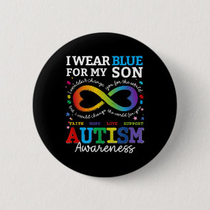 Ich trage Blues für meinen Sohn Autismus Bewusstse Button