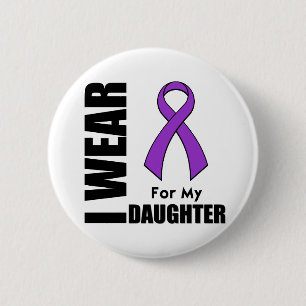 Ich trage ein lila Band für meine Tochter Button