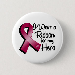 Ich trage einen Burgund-Band für meinen Helden Button