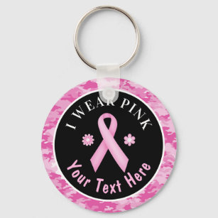 Ich trage einen rosa Brustkrebs-Bewusstsein Camouf Schlüsselanhänger