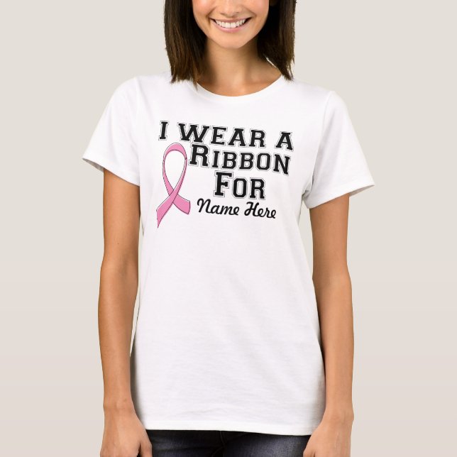 Ich trage einen rosa Ribbon-Brustkrebs T-Shirt (Vorderseite)