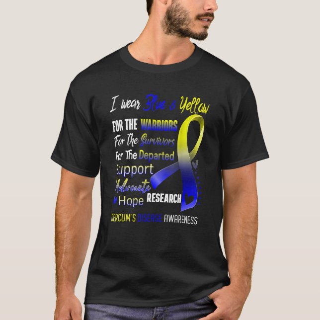 Ich trage Gelb & Blau für Dercum's Disease Awarene T-Shirt (Vorderseite)