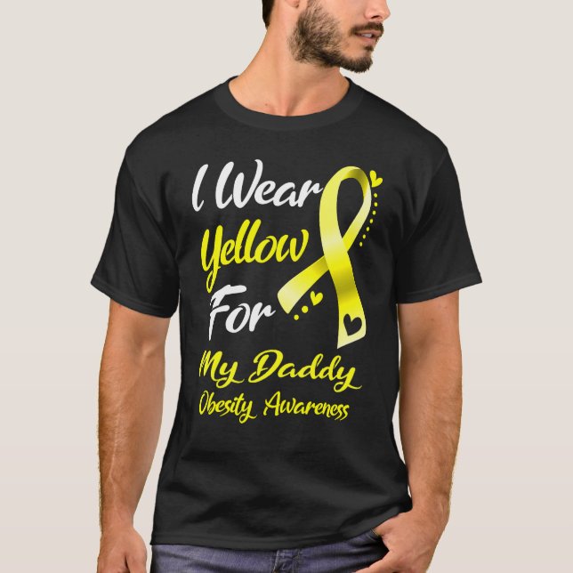 Ich trage Gelb für mein Daddy Adipositas Awareness T-Shirt (Vorderseite)