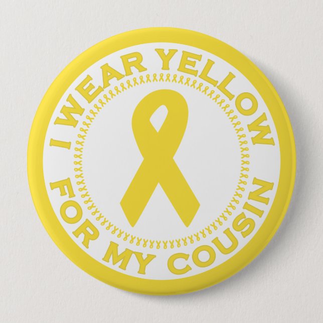 Ich trage Gelb für meinen Cousin Button (Vorderseite)