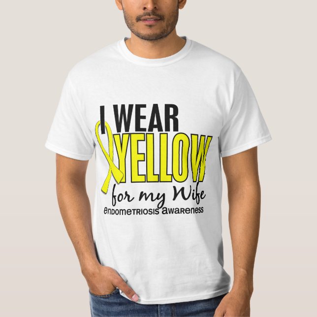 Ich trage Gelb für meinen Ehefrau10 Endometriosis T-Shirt (Vorderseite)