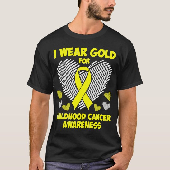 Ich trage Gold für das Bewusstsein für Kinderkrebs T-Shirt (Vorderseite)