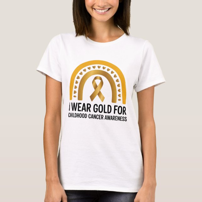 Ich trage Gold für das Bewusstsein für Krebs im Ki T-Shirt (Vorderseite)
