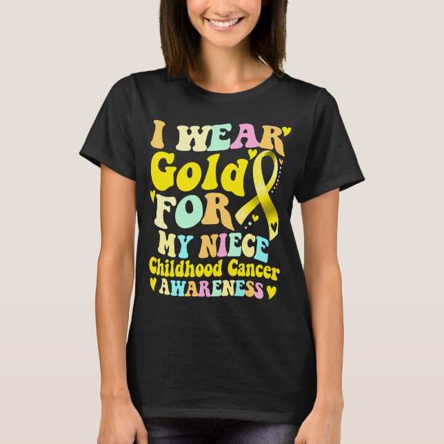 Ich trage Gold für den Kinderkrebs meiner Nichte T-Shirt (Vorderseite)