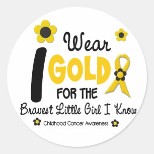 Ich trage Gold für die Bravest Girl 12 BLUME VERSI Runder Aufkleber