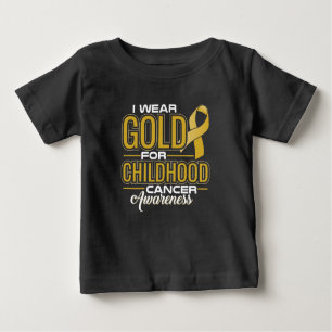 ICH TRAGE GOLD FÜR KINDHEITS-KREBS-BEWUSSTSEIN BABY T-SHIRT