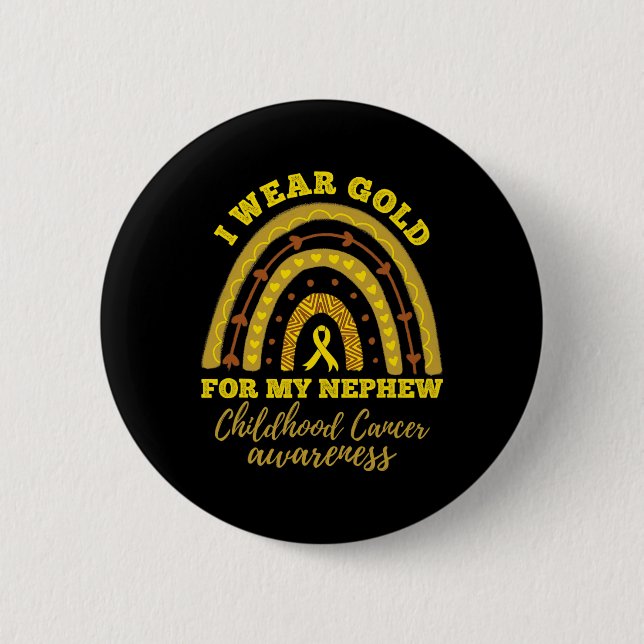 Ich trage Gold für mein Neffe Kindheitskrebs-Bewus Button (Vorderseite)