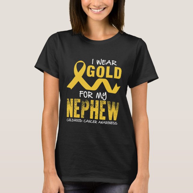 Ich trage Gold für mein Nephew-Kinderkrebs-Bewusst T-Shirt (Vorderseite)