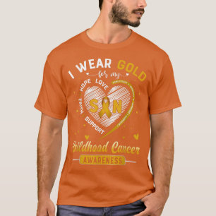 Ich trage Gold für mein Sohn, das Krebsbewusstsein T-Shirt