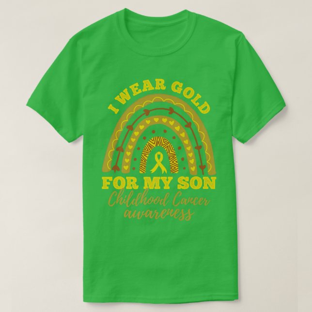 Ich trage Gold für mein Sohn, das Krebsbewusstsein T-Shirt (Design vorne)