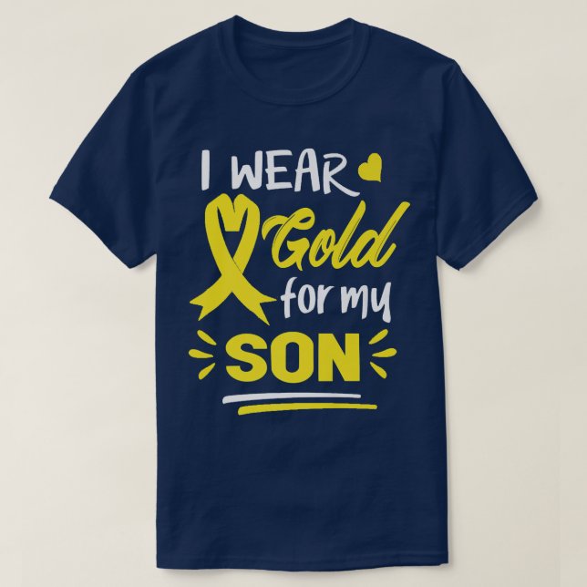 Ich trage Gold für mein Sohn, das Krebsbewusstsein T-Shirt (Design vorne)