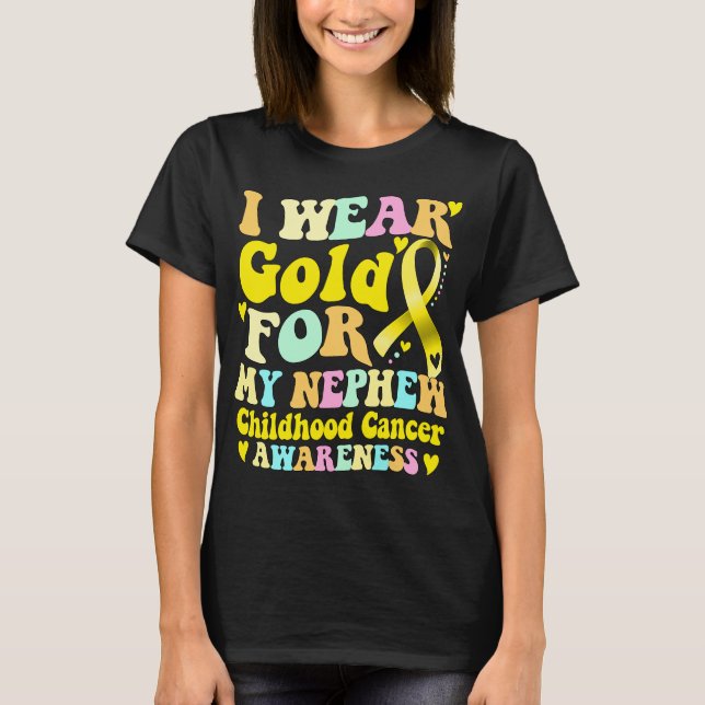 Ich trage Gold für meinen Nephew-Kinderkrebs T-Shirt (Vorderseite)