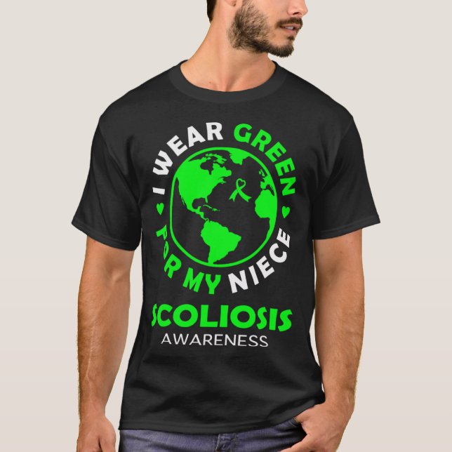 Ich trage GREEN für meine NIECE SCOLIOSIS Awarenes T-Shirt (Vorderseite)