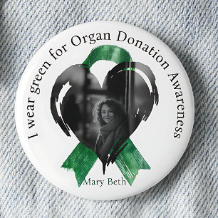 Ich trage Grün für das Bewusstsein für Organspende Button