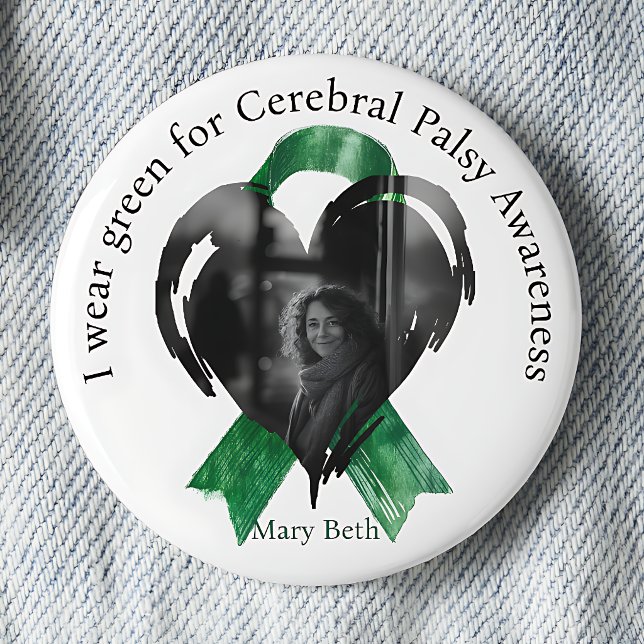 Ich trage Grün für das Bewusstsein für Zerebralpar Button (Von Creator hochgeladen)