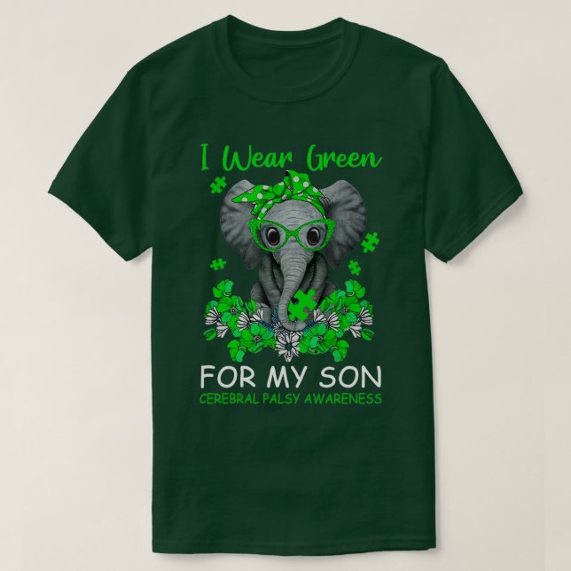 Ich trage Grün für mein Sohn Cerebral Palsy Bewuss T-Shirt (Design vorne)