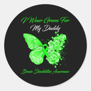 Ich trage Grün für meine Daddy Brain Disabilities Runder Aufkleber