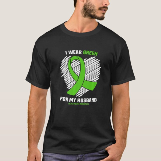 Ich trage Grün für meine Husband Celiac Disease Aw T-Shirt (Vorderseite)