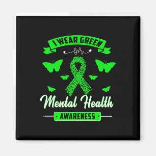 Ich trage Grün für Mental Health Awareness Ribbon  Magnet