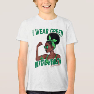 Ich trage grüne Mental Health Awareness Black Woma Tri-Blend Shirt
