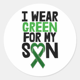 Ich trage grüne Sohn T-Shirts Stigma S Mental Heal Runder Aufkleber