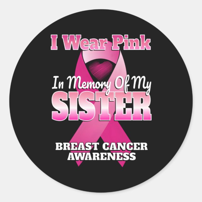 Ich trage K im Gedächtnis meiner Schwester Brustkr Runder Aufkleber (Vorderseite)