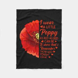 Ich trage kleine Rote Mohn Blume Soldier Veteran Fleecedecke