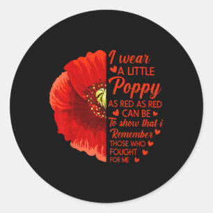 Ich trage kleine Rote Mohn Blume Soldier Veteran Runder Aufkleber
