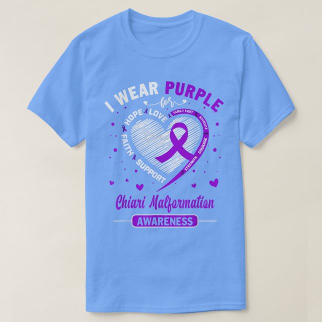 Ich trage Lila für Chiari Malformation Awareness R T-Shirt (Design vorne)