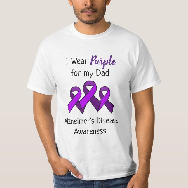 Ich trage Lila für die Alzheimer-Krankheit meines  T-Shirt (Vorderseite)