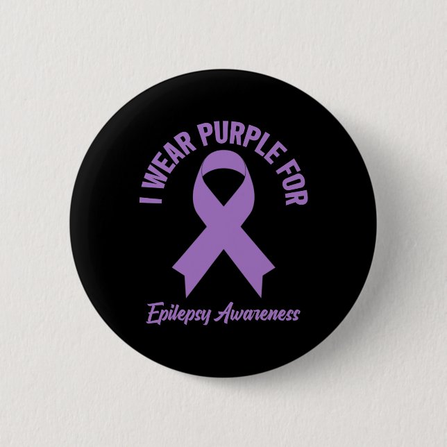 Ich trage Lila für Epilepsie Awareness - Epilepsy  Button (Vorderseite)