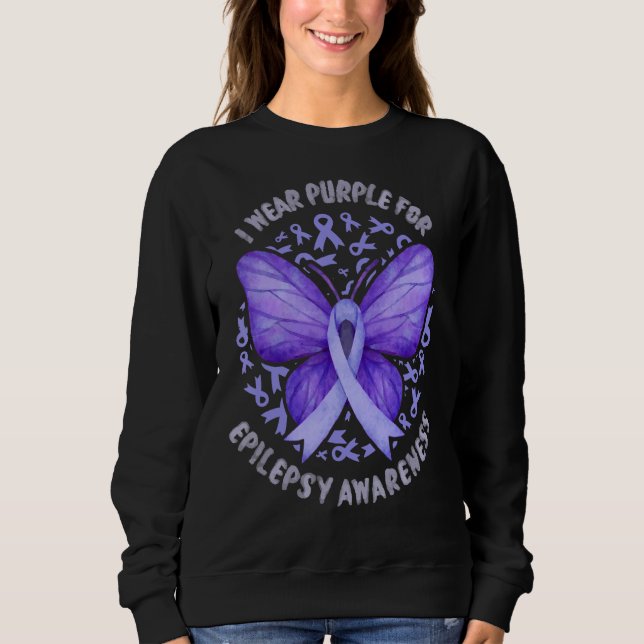 Ich trage Lila für Epilepsie Awareness Lila Butter Sweatshirt (Vorderseite)