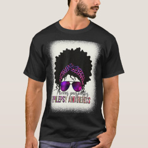 Ich trage Lila für Epilepsie Awareness Messy Bun F T-Shirt