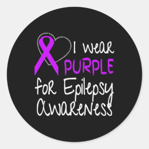 Ich trage Lila für Epilepsie Awareness Ribbon Runder Aufkleber