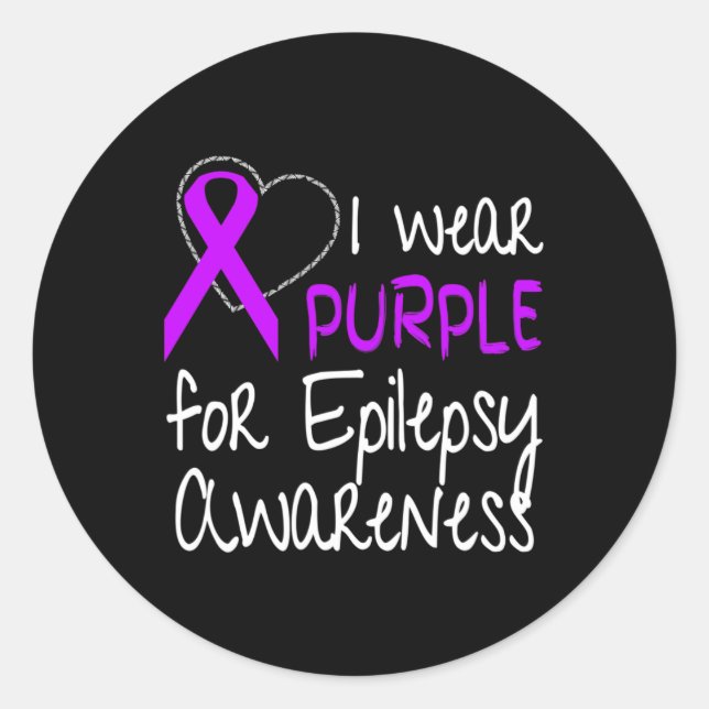 Ich trage Lila für Epilepsie Awareness Ribbon Runder Aufkleber (Vorderseite)