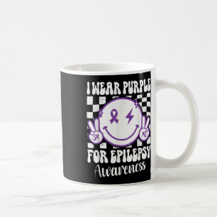 Ich trage Lila für Epilepsie Awareness Smile Face Kaffeetasse