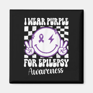 Ich trage Lila für Epilepsie Awareness Smile Face Magnet