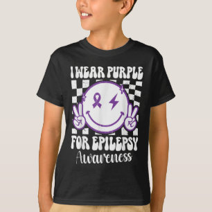 Ich trage Lila für Epilepsie Awareness Smile Face T-Shirt