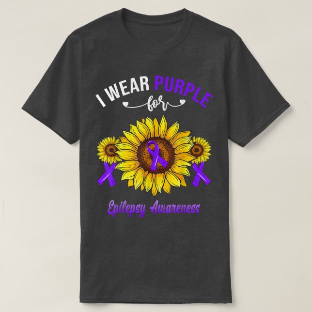 Ich trage Lila für Epilepsie Awareness Sunflower  T-Shirt (Design vorne)