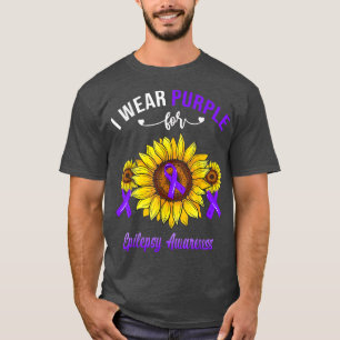 Ich trage Lila für Epilepsie Awareness Sunflower T-Shirt